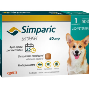 Antipulgas Simparic 10 a 20kg Cães 40mg 1 comprimido
