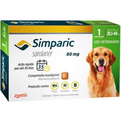 Antipulgas Simparic 20 a 40kg Cães 80mg 1 comprimido (cópia)