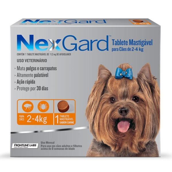Antipulgas e Carrapatos NexGard 11,3 mg para Cães de 2 a 4 Kg