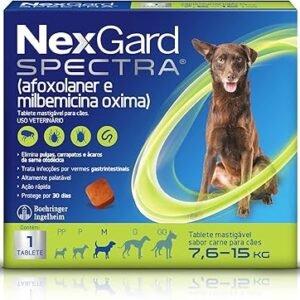 NexGard Spectra Antipulgas e Carrapatos e Vermífugo para Cães de 7,6 a 15kg - 1 tablete